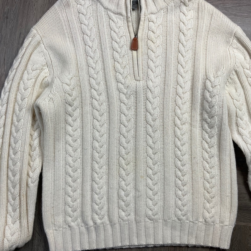 Daniel Cremieux Signature Sweater Mens Large Cream Cashmere 1/4 Zip Fisherman - Picture 7 of 9